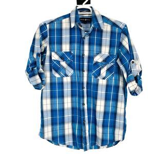 Beverly Hills Polo Club Shirt Adult Small Button Up Long Sleeve Western Plaid S‎